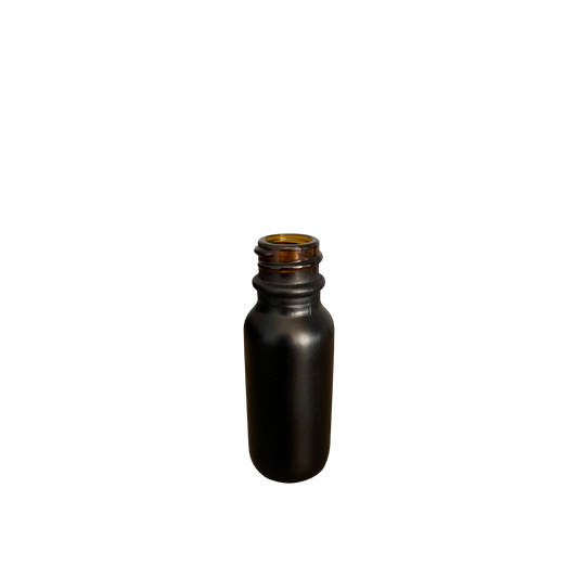 0.5 oz (15 ml) Black (Matte) Glass Boston Round 18-400 Bottle