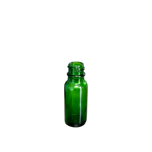 0.5 oz (15 ml) Green Glass Boston Round 18-400 Bottle