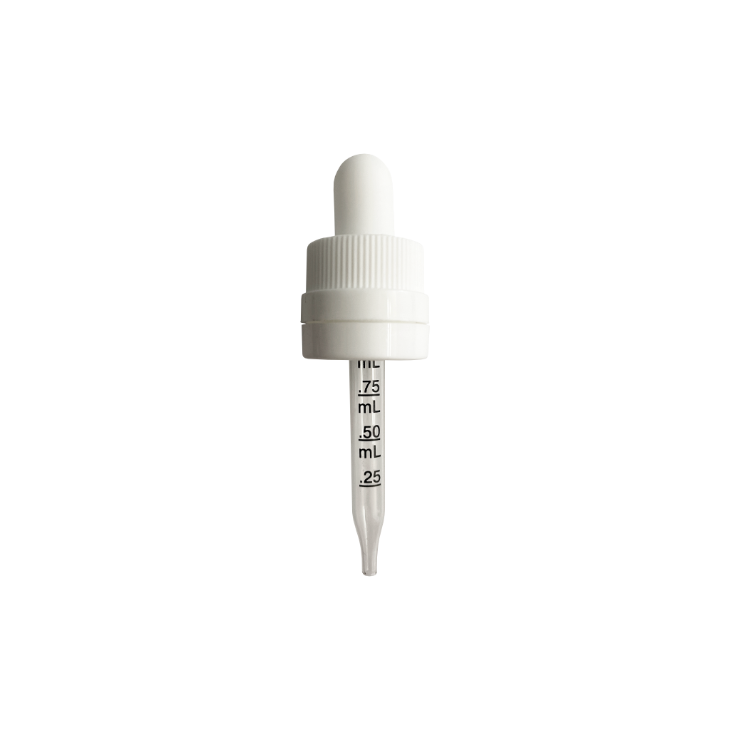 (15 ml) White CRC/TE 18 DIN (18-410) Dropper with 65mm Graduated Glass Pipette